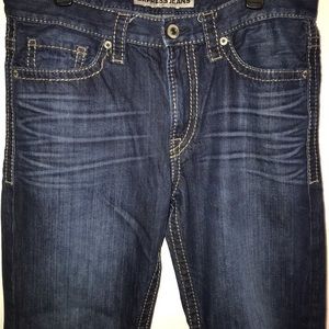 Express Mens dark classic fit boot cut jeans 34 32